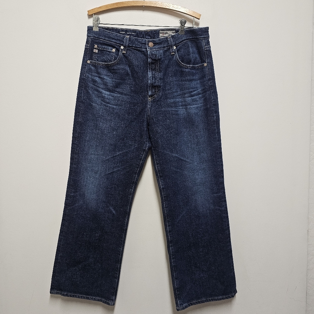 AG Kinsley High-Rise Pop Crop Wide Leg Jeans Dark Wash Size 32
